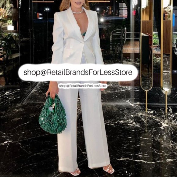 ZARA WHITE CREPE LONG FLOWY SIDE ZIPPER TROUSERS PANTS - Picture 5 of 16